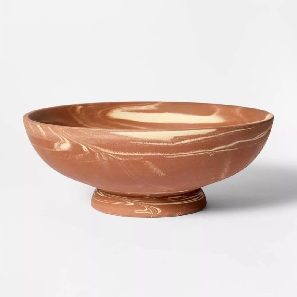 Studio McGee Marbled Ceramic Decorative Bowl Rust